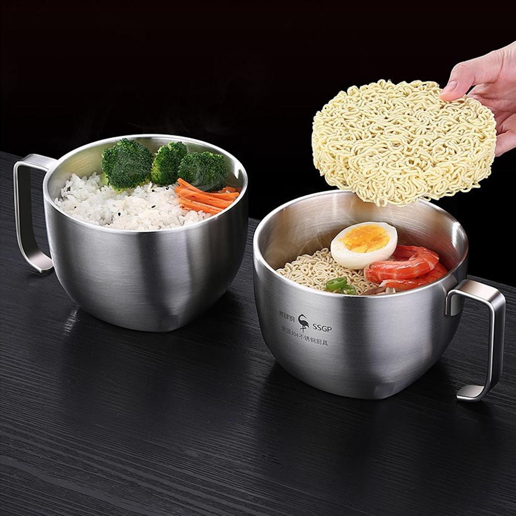 [cookings] Double Stainless Steel Ramen Bowl 1.1L with Handle Ramen Machine
