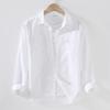 Spring Summer Chinese Style Lapel Long Sleeved Linen Shirt  Men Japanese Style Loose and Fashionable Casual Cotton Linen Shirt Jacket
