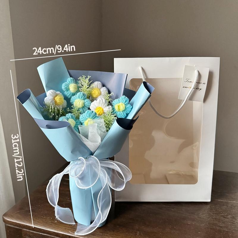 Букет из вязаных крючком цветов ручной работы Подарки на День матери Готовый ручной вязки крючком Букет на выпускной Подарок на День учителя на День рождения