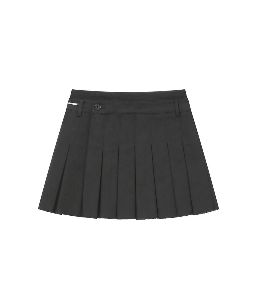 Miseki Seoul Ribbed Layered Pleats Skirt Charcoal