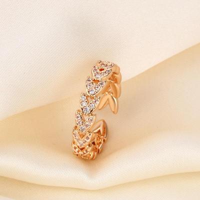 18K Gold-Plated Full Diamond Open Ring - Elegant Light Luxury Fashion for Women, Non-Fading and Versatile.
