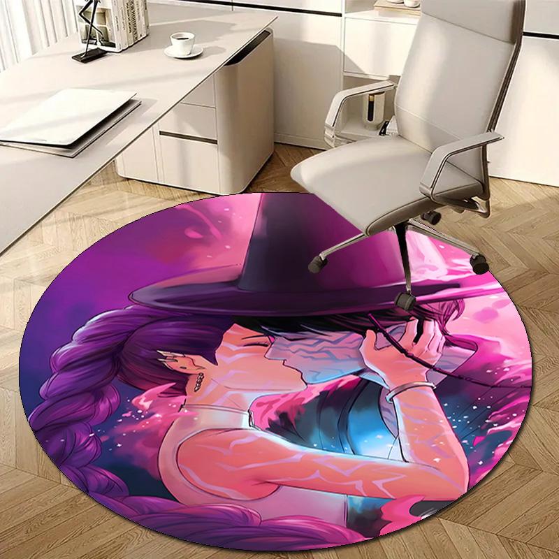 1pc KPop Demon Hunters19 Design Printed Area Round Carpet for Bedroom Living Room Home Decor Rugs Mat Non Slip Mat Rug for Bedside