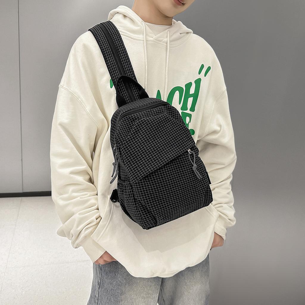 Schoolbag Plaid Sports Cycling Breast Bag Men's Versatile Lightweight Multifunctional Small Backpack Outdoor Shoulder Bag Women's Casual Backpack