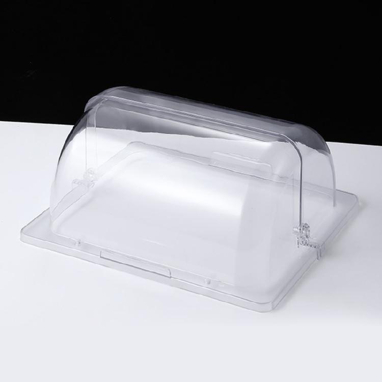 Edelstahl 2-Kammer-Speisewanne Klare Rollhaube Buffet-Serviertablett mit Trennwänden Gewürzspender