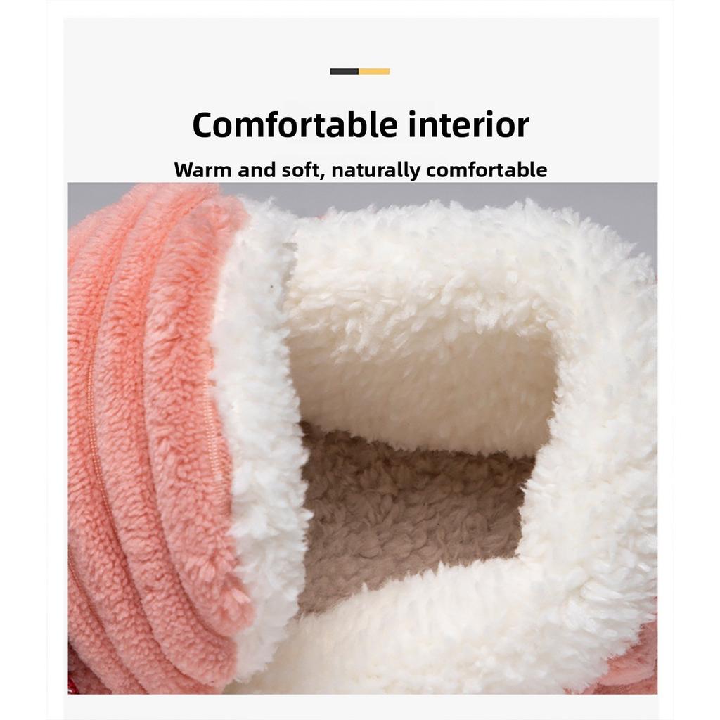 Cotton Shoes for Women, New Snow Boots with Plush and Thick Cotton Boots, Fashionable and Versatile, Cold Resistant and Warm Slippers, Cotton Boots