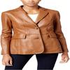 Noora Women Tan Leather BLAZER Jacket For MEETINGS Women's Leather Blazer Jacket Stylish Two Button
