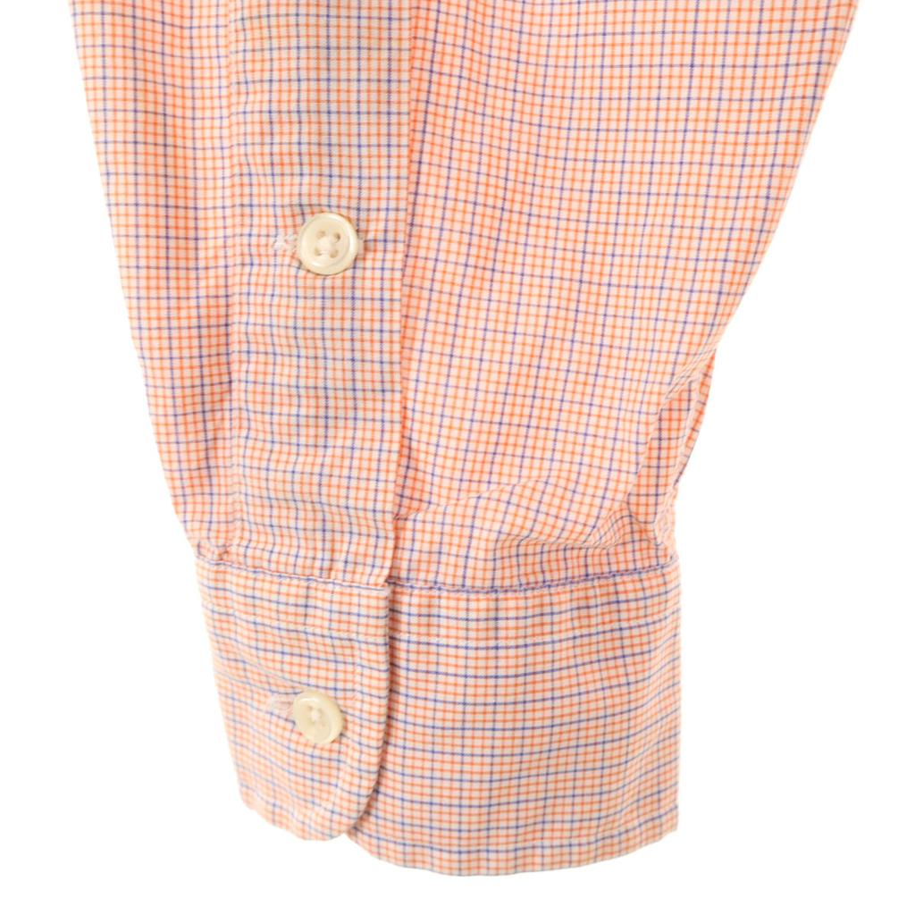 Ralph Lauren Check Pattern Long Sleeve Button Down Shirt M Orange Men's Used