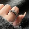 925 Sterling Silber Ringe für Damen Geometrischer Feinschmuck Fingerverstellbar Einfacher Retro Blumenring für Party Geburtstagsgeschenk