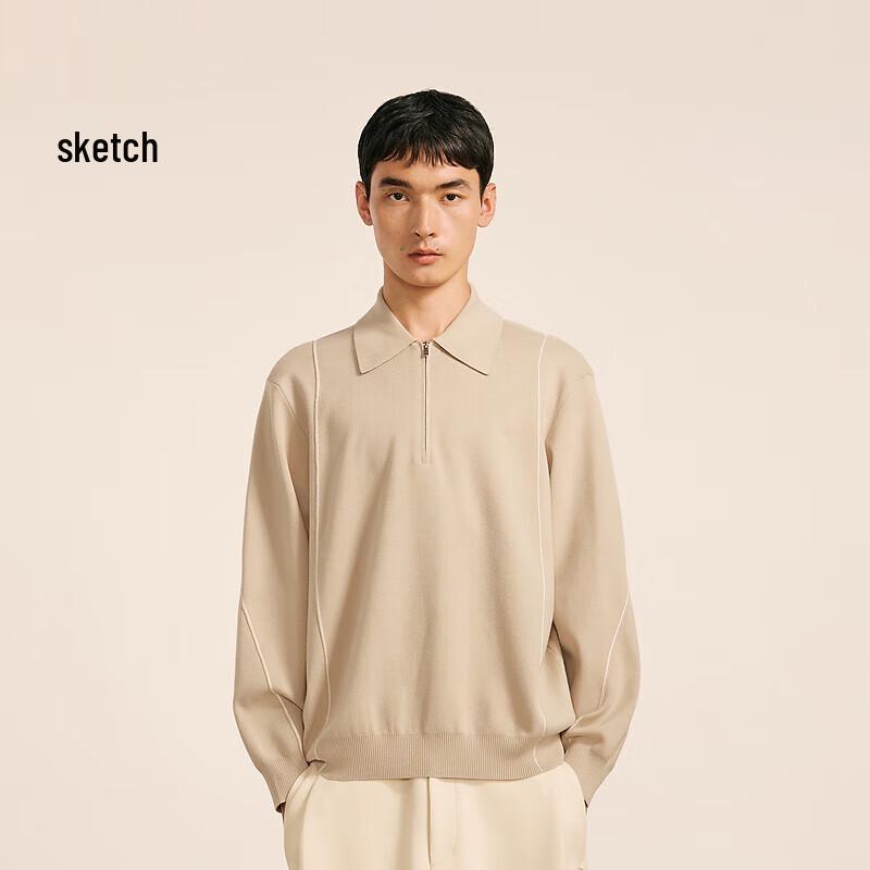 Croquis Men's H-Silhouette Collarless Long Sleeve Pullover Sweater