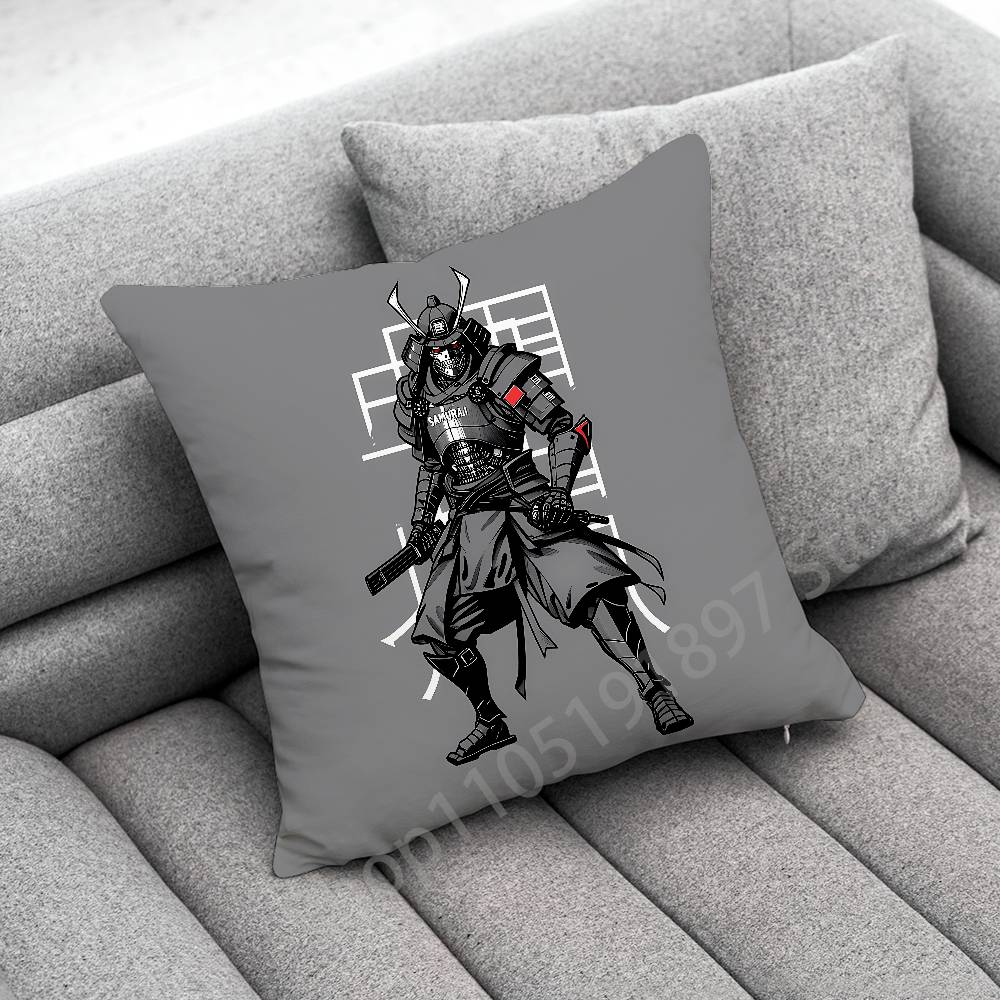 Japanese Bushido Samurai Throw Pillow Case For 55cm 40cm 45*45cm 50cm 30cm Square Office Cushion Cover