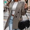 Spring/Autumn Women's Trench Coat, Fit Collar Mid-Length Checkered Blazer