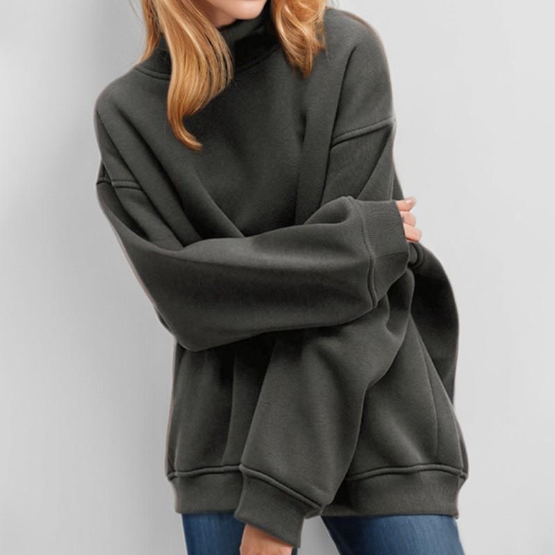 2026 Women's Clothes Solid Color Round Neck Loose Basic Style Long-sleeved Sweater Top