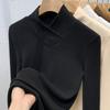 Semi-turtleneck Bottoming Shirt Women's New Women's Clothing Overlapping Collar Polished T-shirt Warm Inner Waist Top