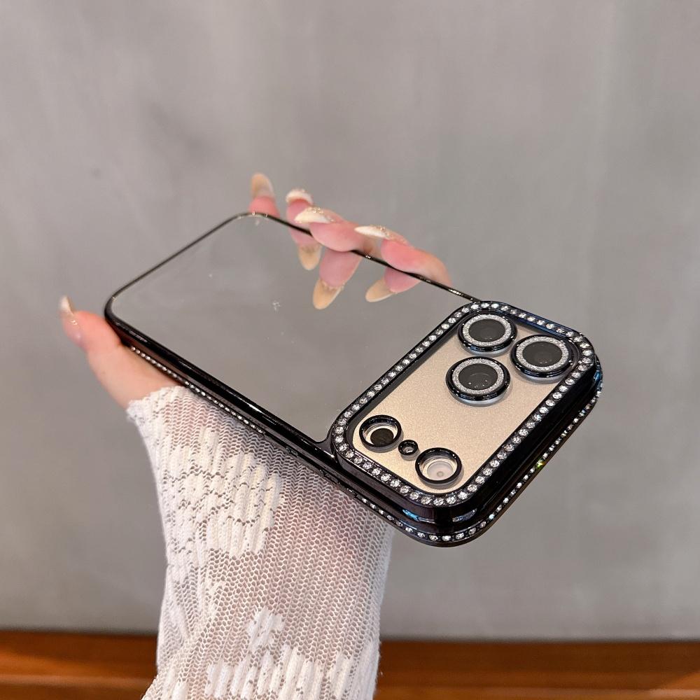 Glitter Diamond Mirror Plating Case for For Iphone 1 16 17 Pro Max 12 13 14 Bling Rhinestone Camera Protector Make Up Cover