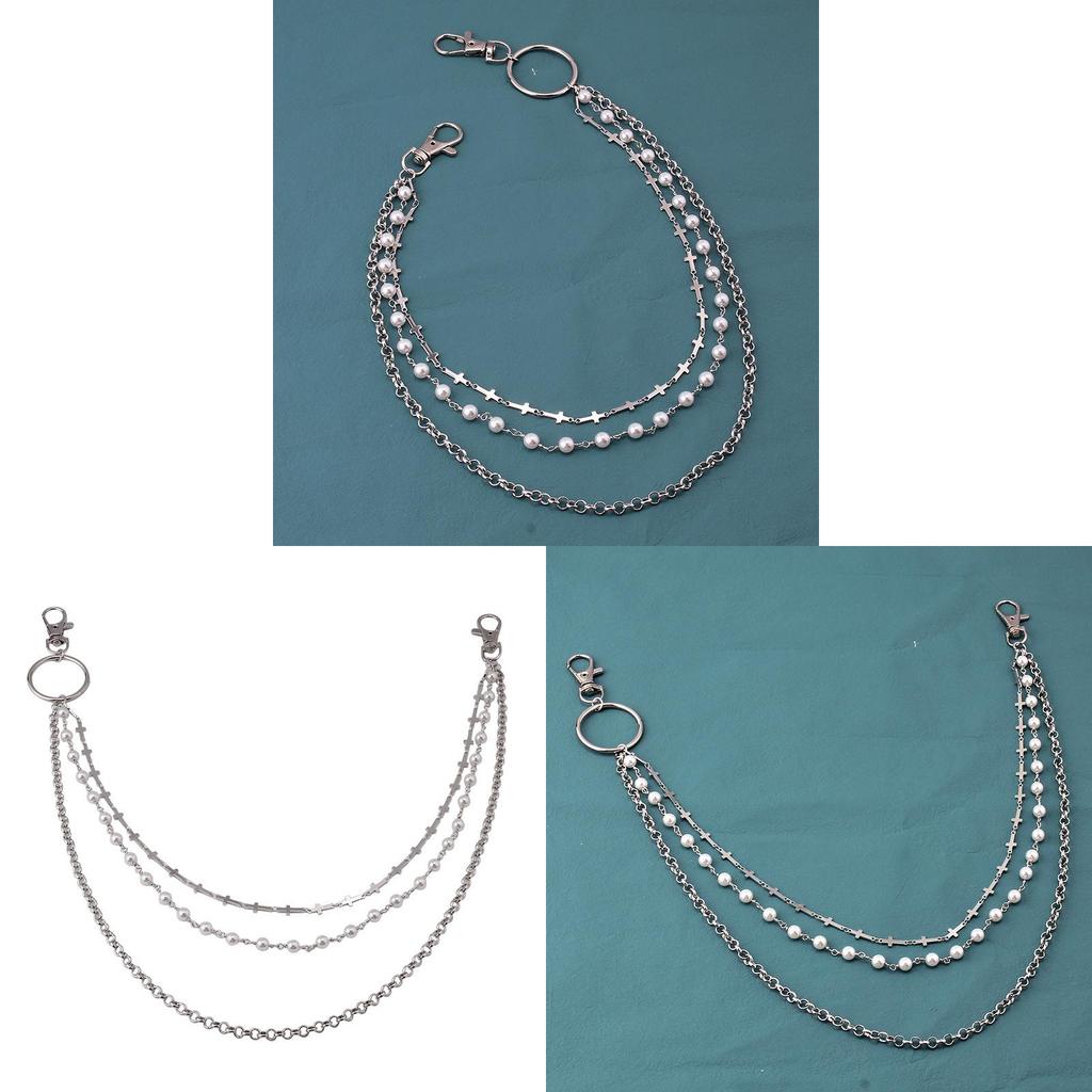 Cross Pendant Chain Belt With Pearl Layers For Men And Women Summer Fashion Accessories
