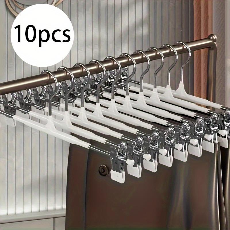 10pcs Adjustable Pants Hangers with Non-Slip Clips, Space-Saving Windproof Design for Towels, Socks, Underwear - Durable Metal Construction