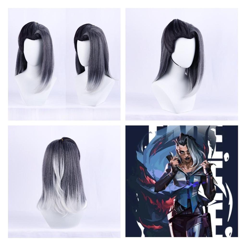 Black Dream Valorant Fade Cosplay Wig With Pointed Beauty For Anime Fans