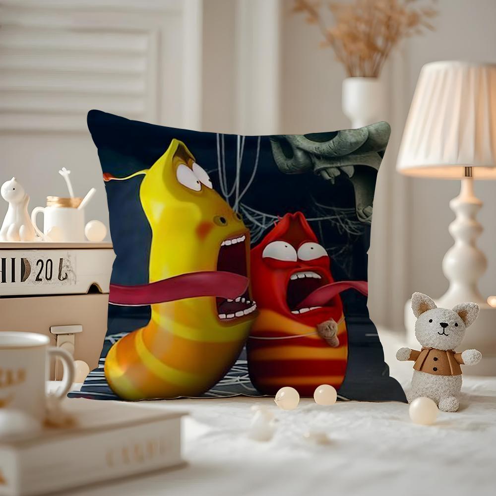 Anime LLarva Funny Cushion Cover Antidustmite Pillowcase Invisible Zipper Silky Short Plush Sofa Cushion Cover
