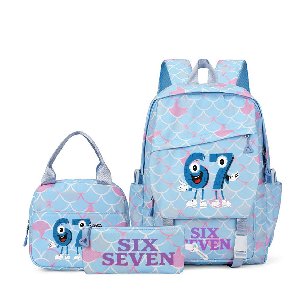 67 Stems Printed Peripheral Backpack For Primary And Secondary School Students Sixseven Schoolbags Three-Piece Set