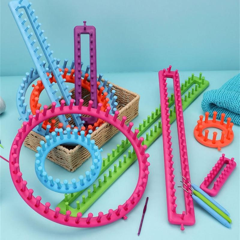 1 or 2 Set Knitting Frame Multifunctional Knitted Loomed Set Round Rectangular Knitting Board For Hat Scarves