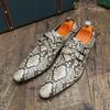 Men's Large Size Buckle Slip-on Snake Print Leather Shoes - Trendy Business and Casual Formal Shoes