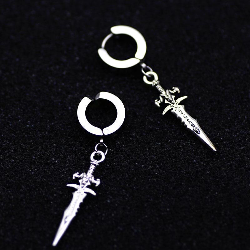Gothic Unique Mens Spike Stainless Steel Earring Punk Jewellery Accessory Hipster Style Punk Dagger Earrings Sword Cool