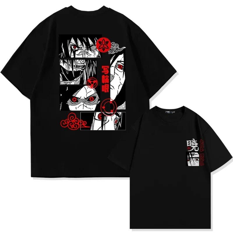 Naruto Animation Derivatives T-shirt Uchiha Madara Sharingan Printing Men's 2026 Summer Fashion Casual Oversized Streetwear