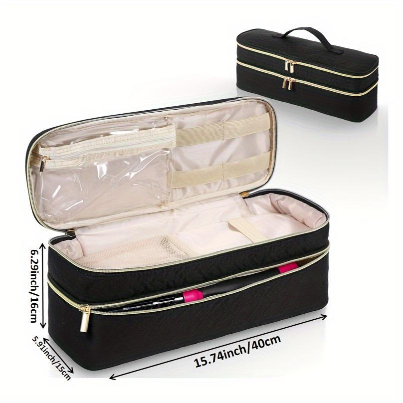 Unisex-Adult Polyester Cosmetic Bag  Shark Flex Style Portable Double-Layer Travel Organizer Case, Non-Waterproof Unscented Storage for Hair Dryer