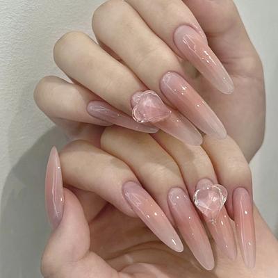 Fake Nails Almond Nail Art Tablets Fairy Nail Patches Simple Love Medium And Long Nail Diamonds 30 Pieces