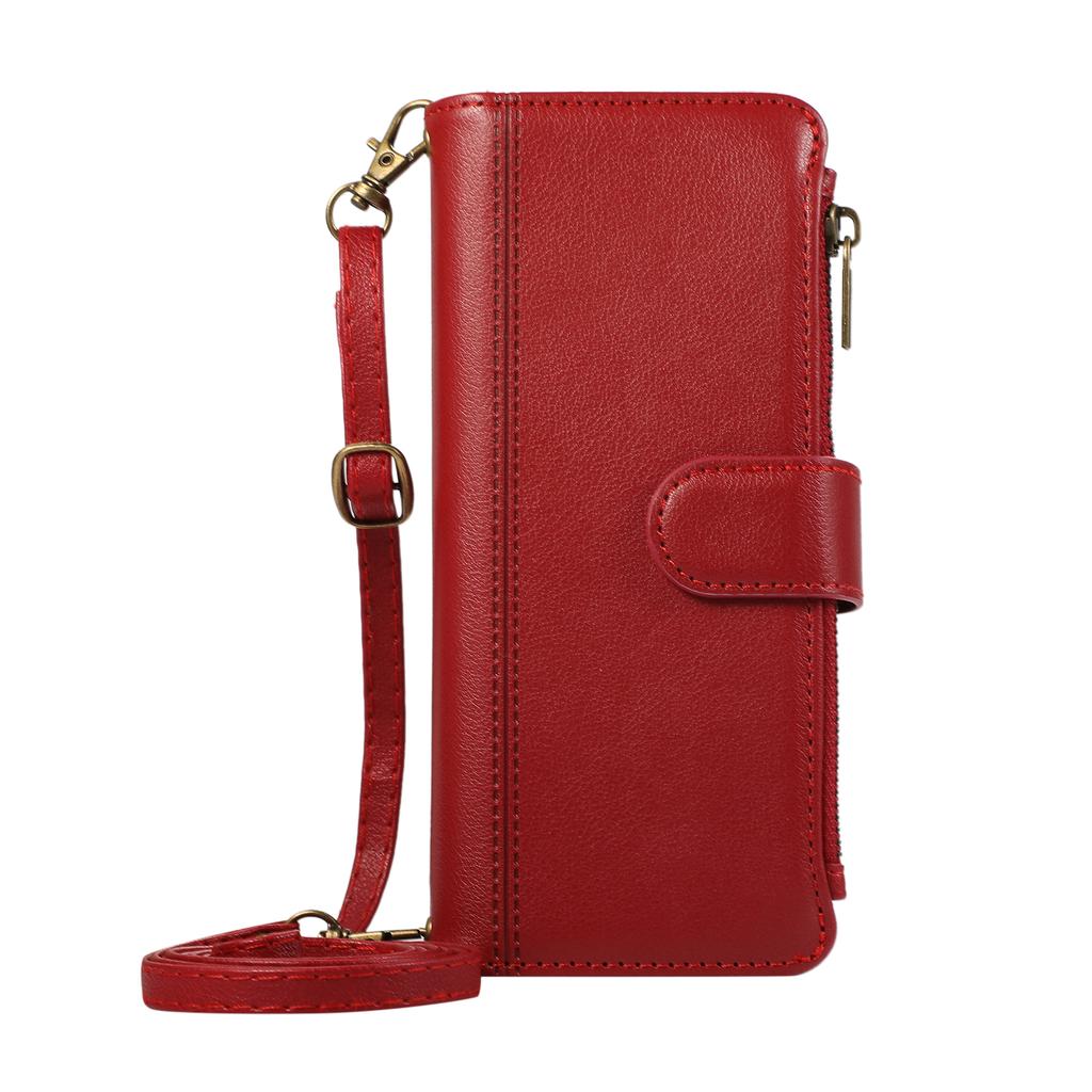 Zipper Cards Bag Wallet Leather Case For Samsung Galaxy Z Fold 7 6 5 4 3 5G Fold7 Fold6 Fold5 Long Lanyard Crossbody Stand Cover