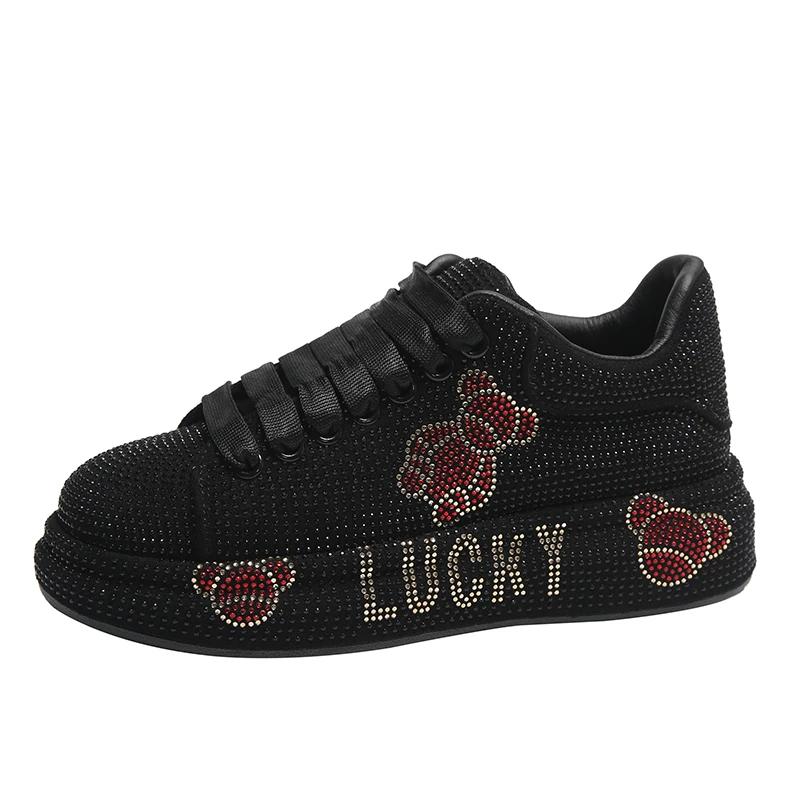 Modă 5CM Primăvară Toamnă Piele Naturală Pantofi Dama Stil Modă Pantofi cu Platformă Platforme Adidași Tide Shine Bling Pantofi cu Strasuri