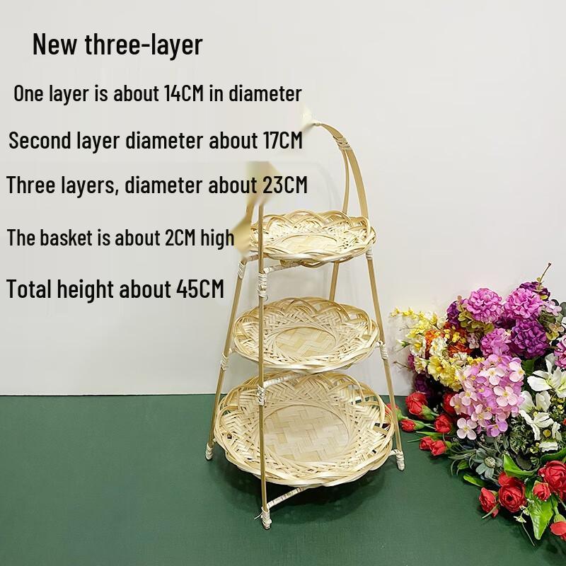 Handmade Bamboo Three-Layer Lace Picking Basket Set