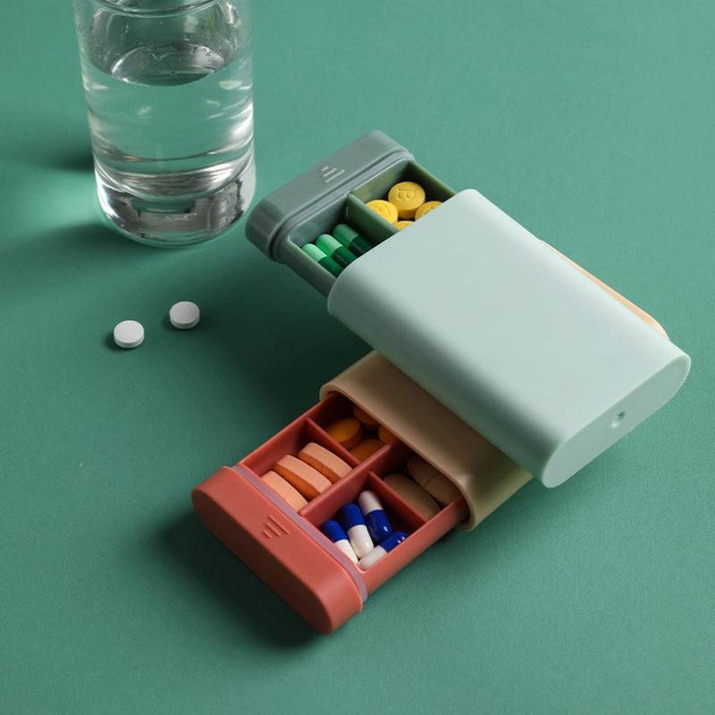Mini Liten Bærbar Reise Vitaminboks Pilleesker Beholder Organizer Oppbevaring Tablett 7 Dager 6 Ruter Medisinoppbevaringsboks