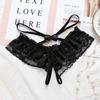 Sexy Lingerie Women Transparent G-strings Thongs Crotch Opening Lace Panties with Bowknot for Ladies
