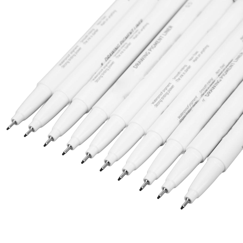 10Pcs 0.5mm Micro Line Pens Excellent Black Inks Smoother Writing Waterproof Line Drawing Pen for Drawing Sketching