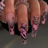 24 Stück Glitzer Rosa Pailletten Falsche Nägel Halloween Gruseliger Totenkopf Liebe Aufdruck Falsche Nägel Tragbar Europäischer Ballett Press-on Nägel