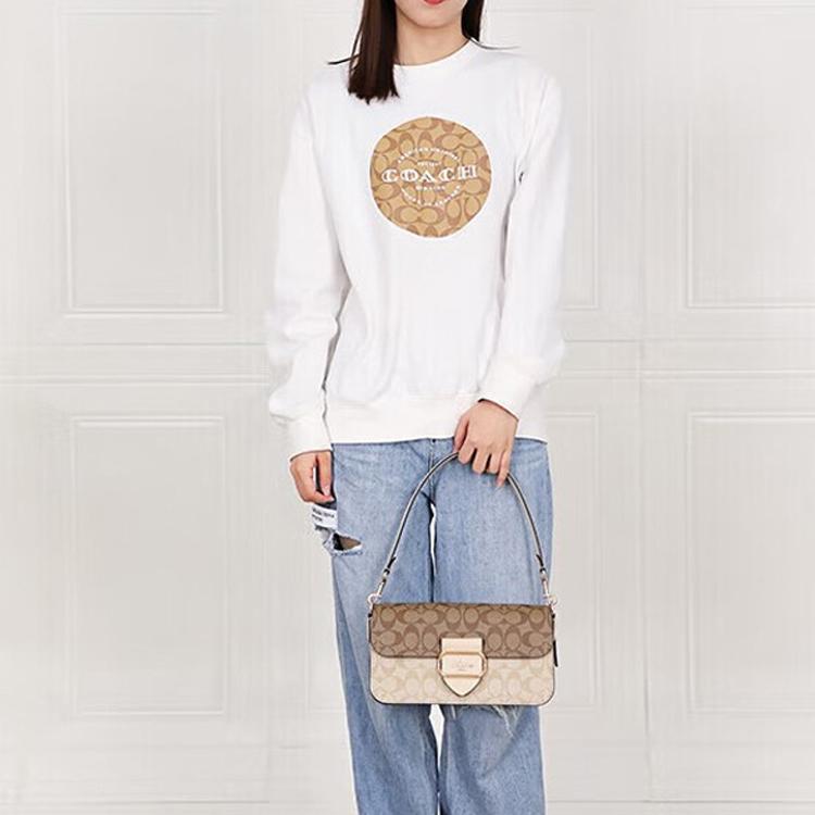 Coach Morgan 27 Classic Monogram Buckle Closure Canvas And Leather Handbag Women Handbags Light-Khaki CH506-IMOT4