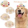 Jijijing Dog Straw Hat, Cute Flower Pet Sun Breathable Summer Wide Brim Hat for Dogs Cats Camping Hiking