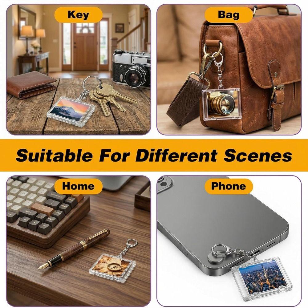 5pcs Acrylic Mini CD Holder NFC Personalized Keychain Album Case Multi-Functional Universal Key Pendant Backpack Hanging Decor