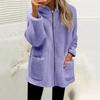 Winter Loose Fleece Women's Long Sleeve Hoodie Zip Up Cardigan Coat