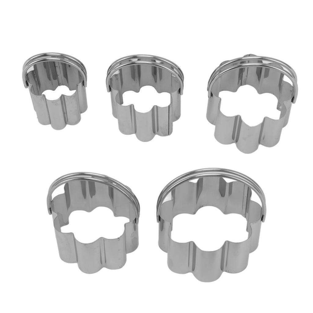 5 Pcs Cookie Cutters Set with Handle Stainless Steel Biscuit Mould for Baking Cooking Alentine Day Flower