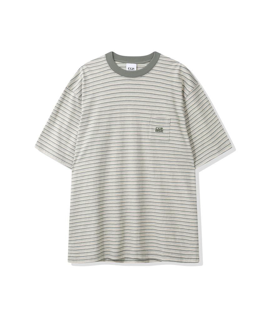 CGP Pinstripe Mini Pocket Short Sleeve T-Shirt - Dark Khaki