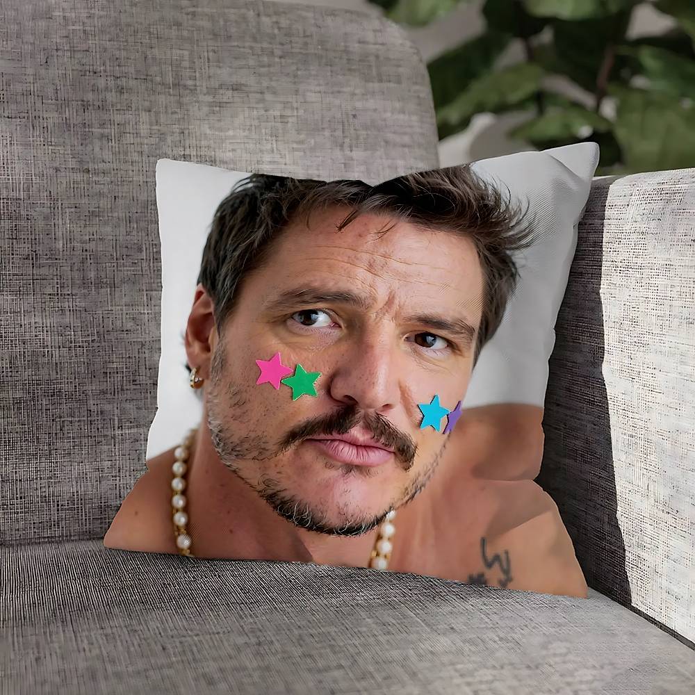 

P-Педро П-Паскаль Подушка-тато Наволочка Для Декору Дивана Автомобіля Офісу Кімнати Друк Наволочки Декорації та Захисник 12x12Inch