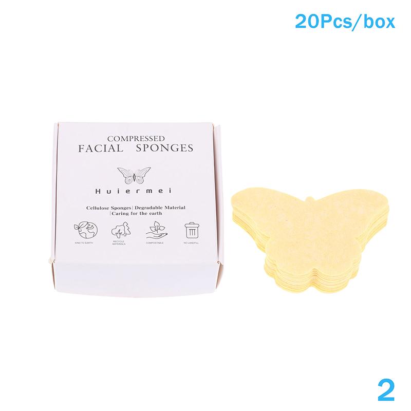 20Pcs/Box Compressed Facial Sponges Cosmetic Hydrotherapy Sponge Spa Face Pads For Daily Cleansing Makeup Removal Exfoliation