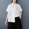 Dimanaf 2025 Plus Size New Summer Blouse Short Sleeve Vintage Printing Casual Women Loose Tops Buttons Shirts