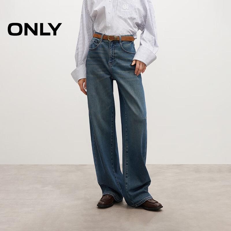 ONLY Women s High-Waisted Loose Distressed Washed Denim Jeans L