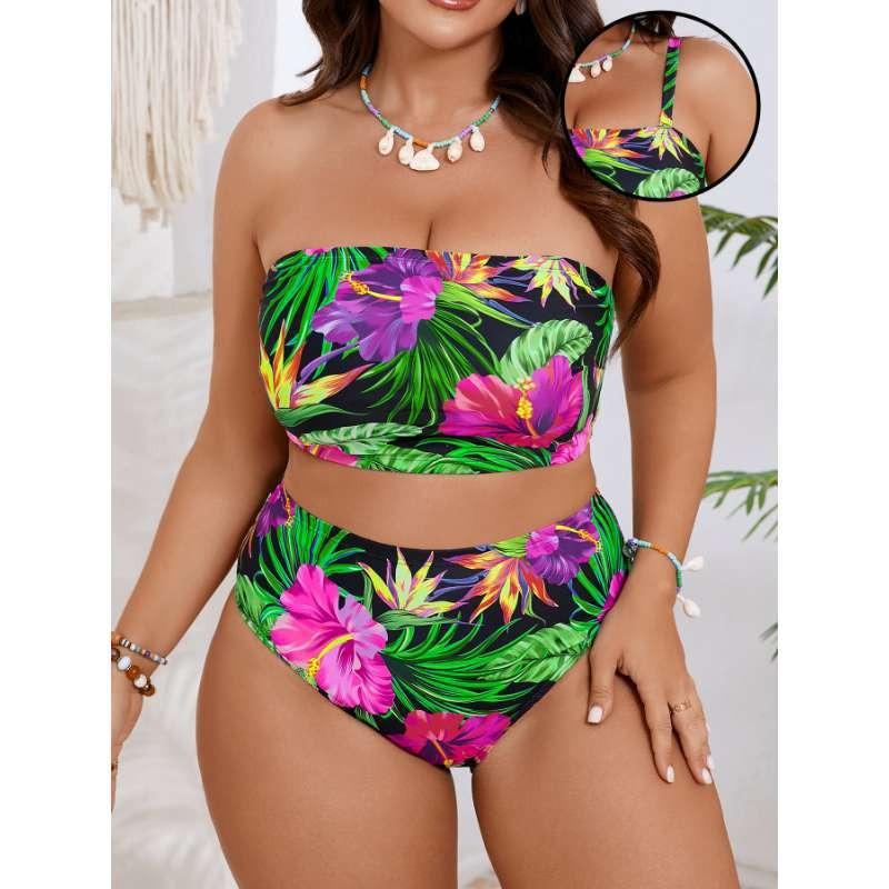 Plus Size Women High Waist Bikini Swimsuits, Women's Swimwear & Clothing