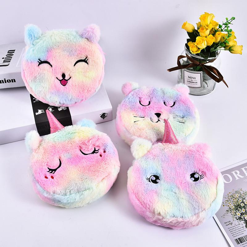 Trendy Big Eyed Unicorn Plush Crossbody Bag Stylish Round Shoulder Pouch