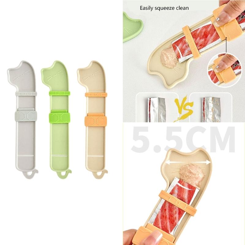 3PCS Cats Treat Stick Squeezer Feeder Cats Food Dispenser Feeding Tool for Treat