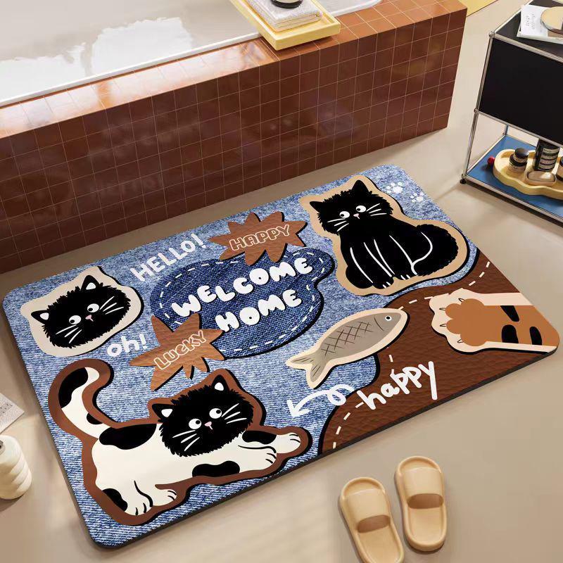 

Мультяшный джинсовый стиль Нескользящий впитывающий коврик для ванной - Легко чистить 40x60cm Shower Entrance